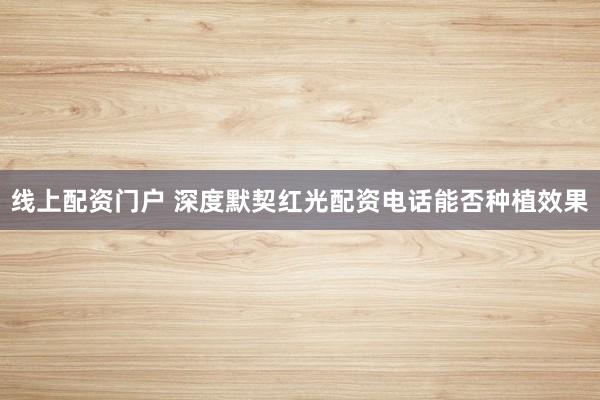 线上配资门户 深度默契红光配资电话能否种植效果