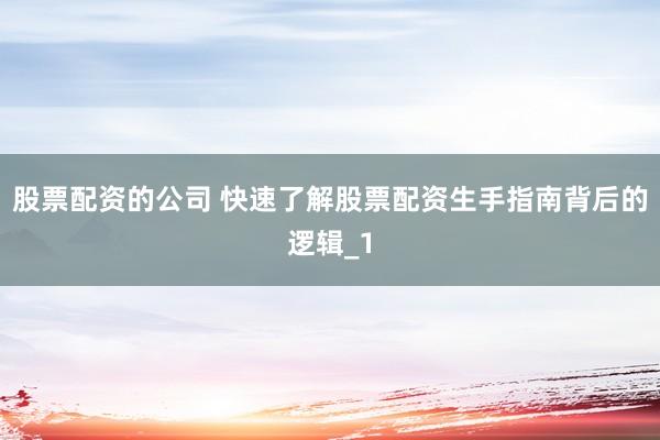 股票配资的公司 快速了解股票配资生手指南背后的逻辑_1