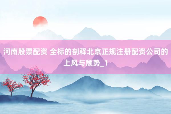 河南股票配资 全标的剖释北京正规注册配资公司的上风与颓势_1